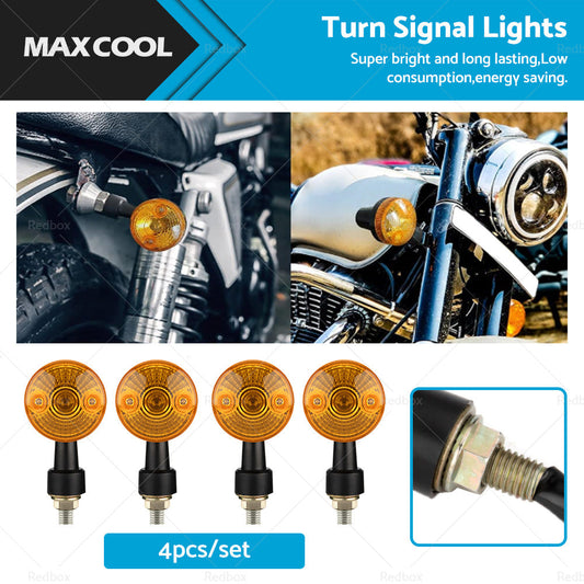 4 x Classic Motorcycle Indicators Blinkers Turn Signals Light Amber Universal-0
