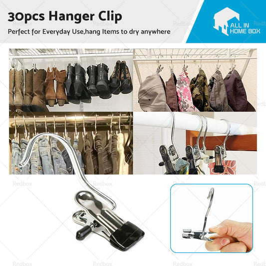 30PCS Single Clips Metal Hook Pins Scarf Belt Shoe Boots Hanger Portable Pegs-0