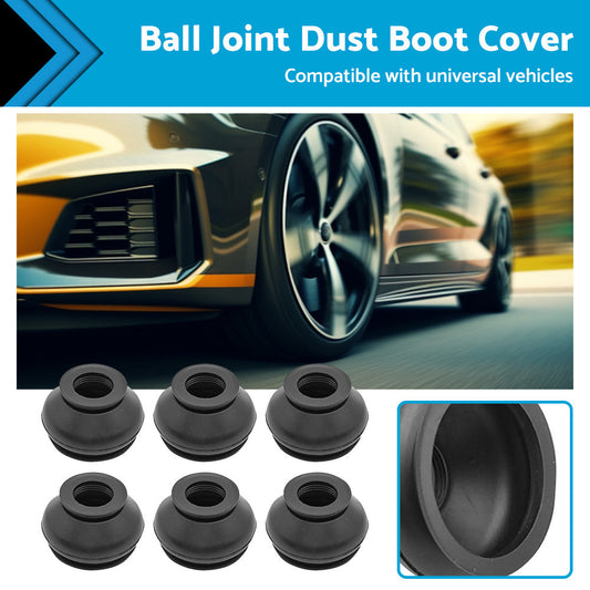 6PCS Universal Black Rubber Ball Joint Dust Boot Cover Tie Rod End Set  Kit Part-0