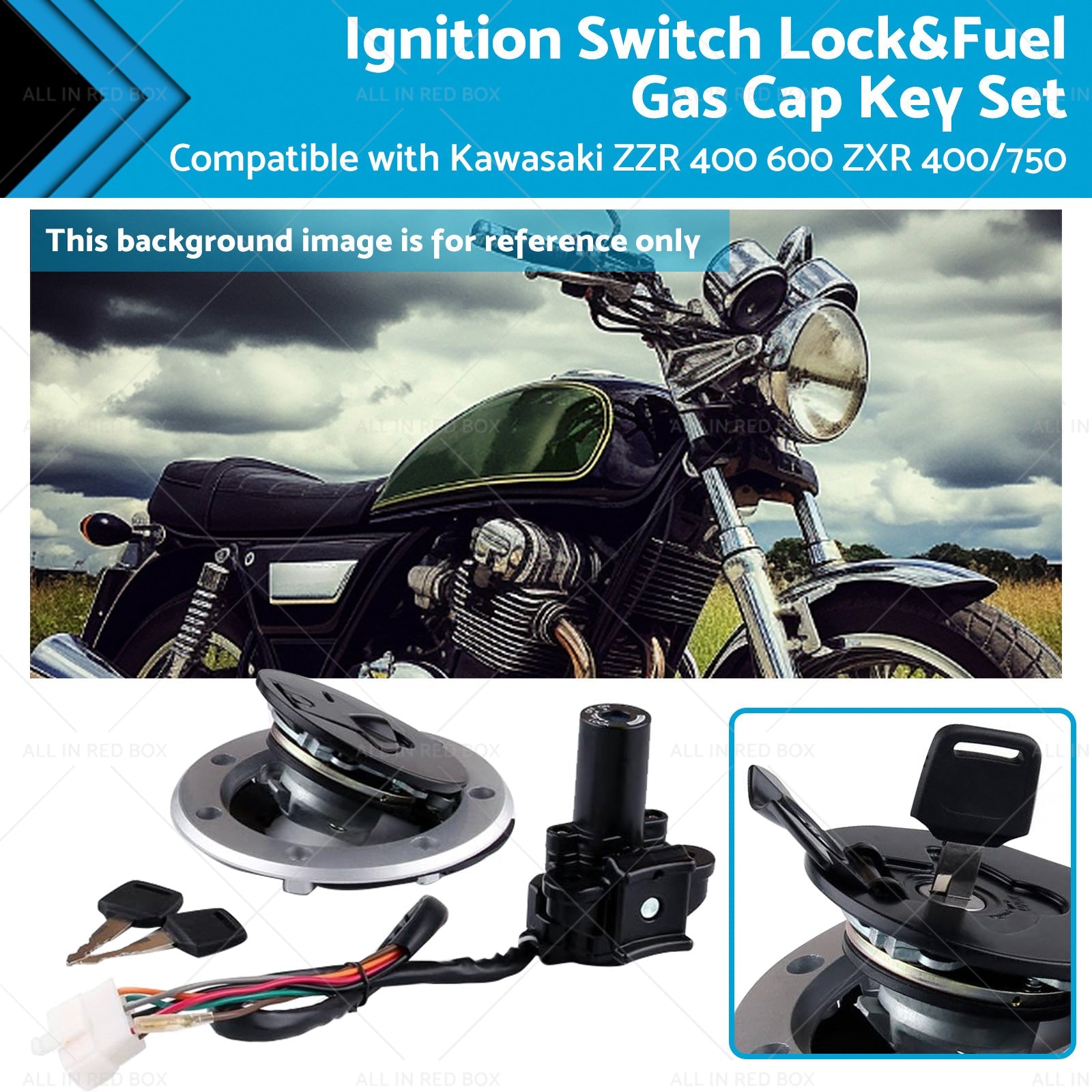 For Kawasaki ZZR 400 600 ZXR 400 750 Ignition Switch Lock and Fuel Gas Cap Key Set-0