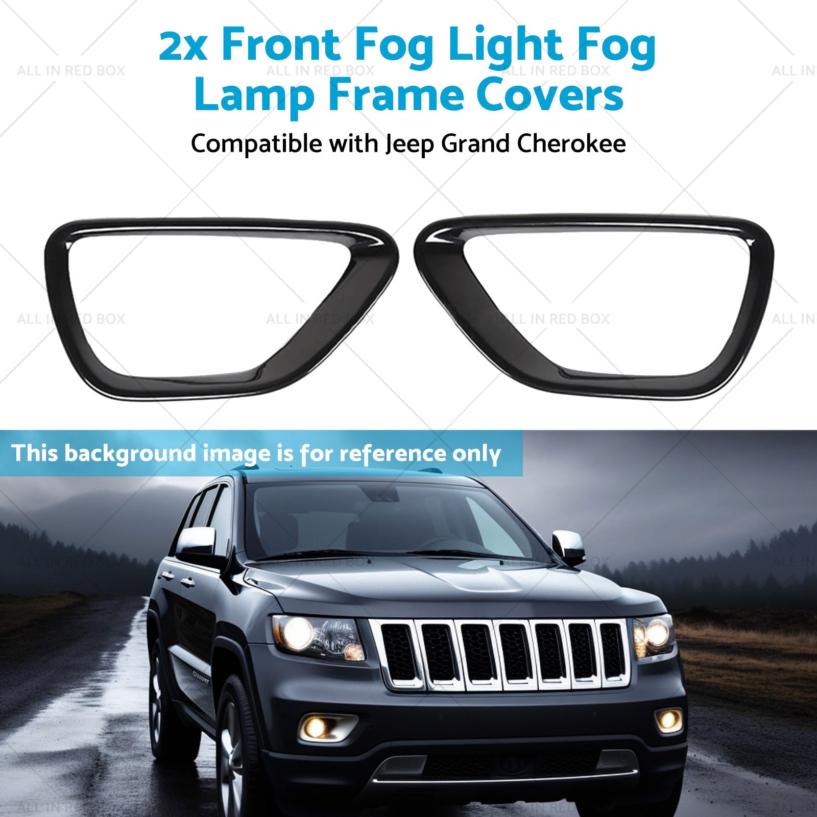 2x Front Fog Light Fog Lamp Frame Covers Suitable for 14-16 Jeep Grand Cherokee-4