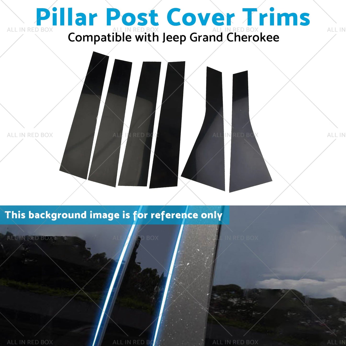 6PCS Black Pillar Post Cover Trims Suitable for 2011-2021 Jeep Grand Cherokee-4