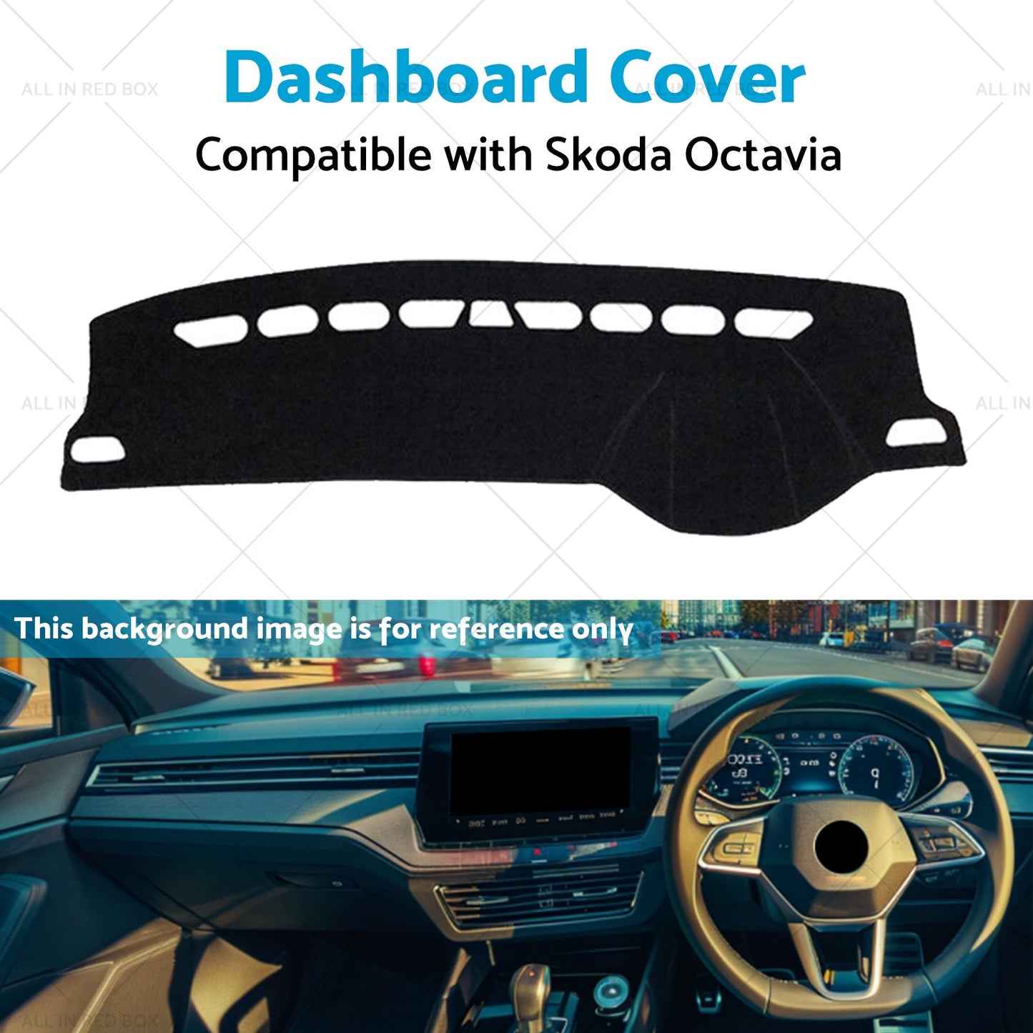 Black Non-Slip Dash Mat Suitable For Skoda Octavia Mk3 2013-2020 Dashboard Cover-3
