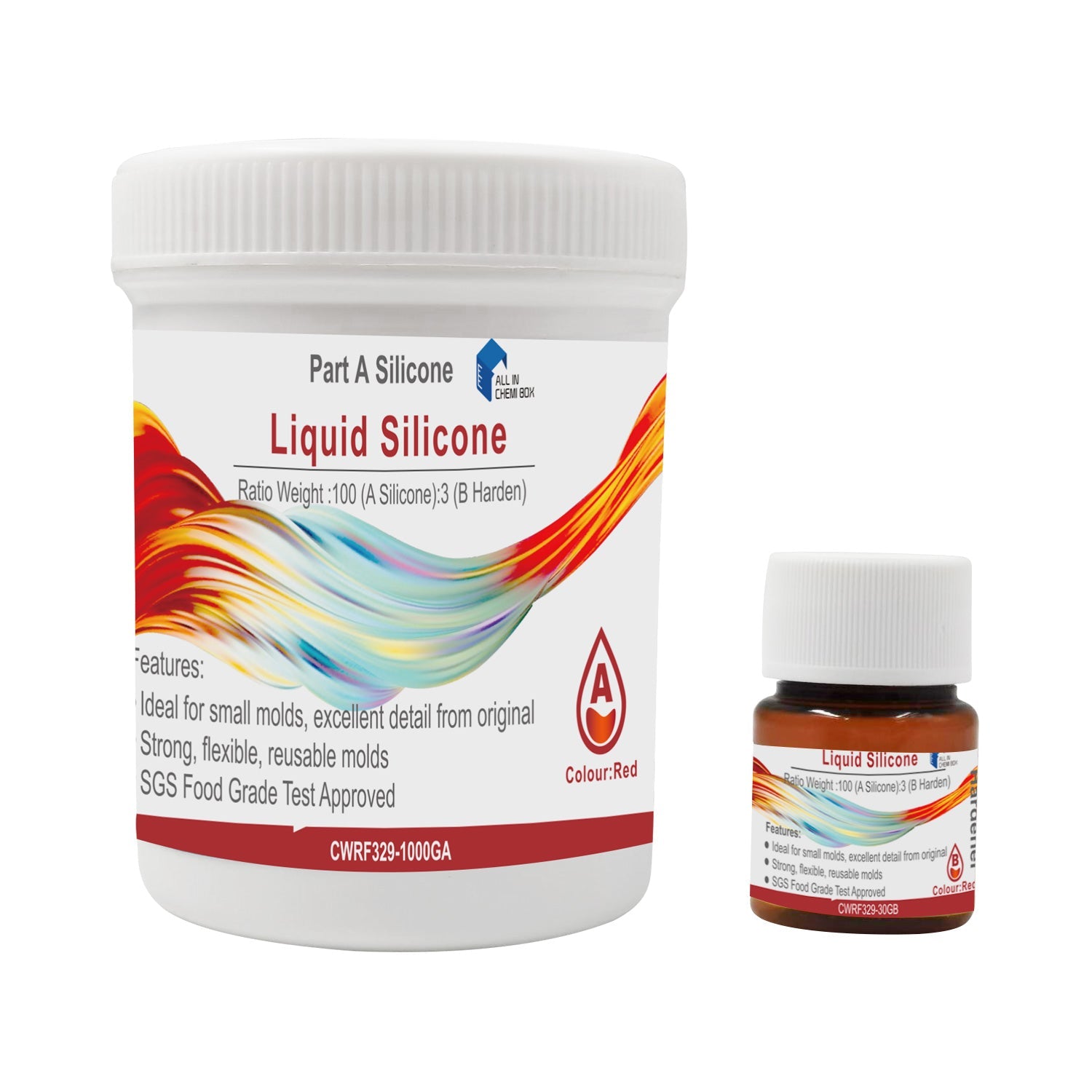 SH25 Liquid Silicone Rubber Mould Making Kit 100:3 Mix - 1Kg 5Kg 10Kg Red-5