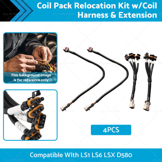 4PCS Coil Pack Relocation Kit w Coil Harness  and Extension Suitable For LS1 LS6 LSX-0