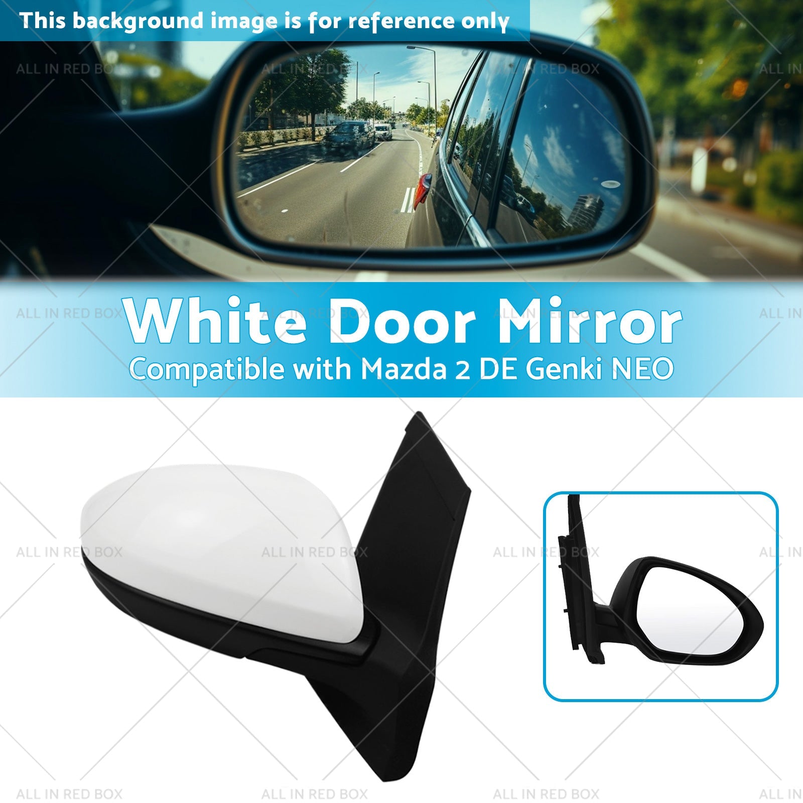 Right Side White Door Mirror Suitable for Mazda 2 DE Genki NEO MAXX 2007-2014-2