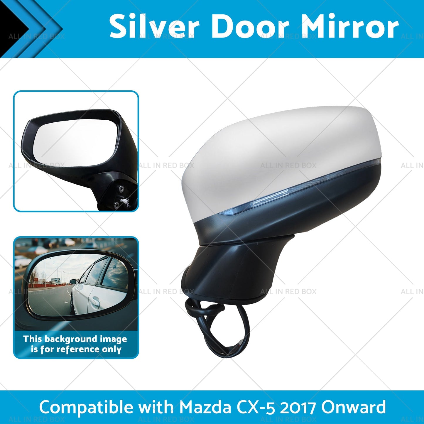 Silver Door Mirror Suitable for Mazda CX-5 2017 Onward With BlindSpot 9 Wires-1