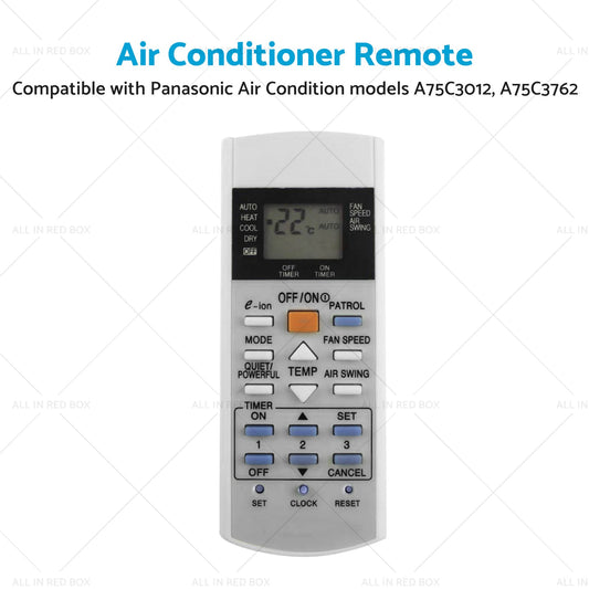 A or C Air Conditioner Remote Replacement Suitable for Panasonic A75C3012, A75C3762-1