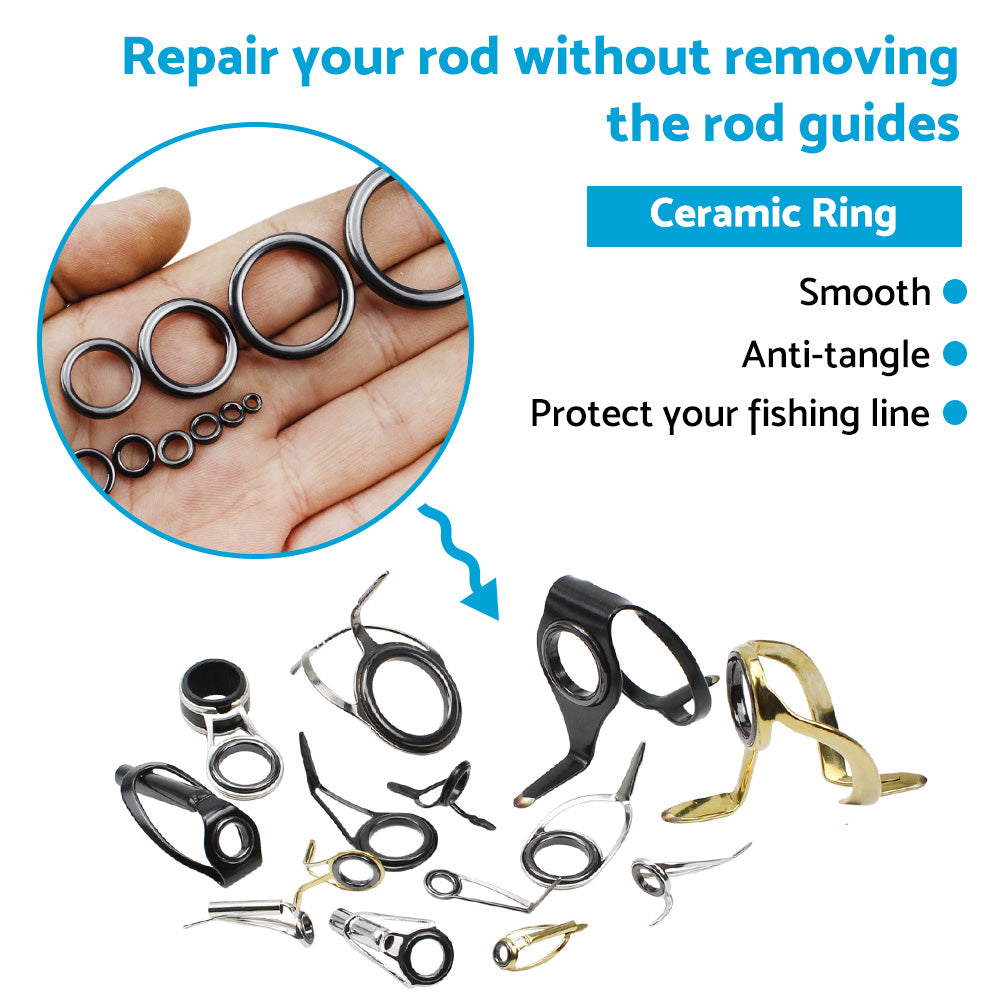 160Pcs 3. 7mm-30mm Ceramic Fishing Rod Guide Rings Wear Resistant Rod Repair Kit-3