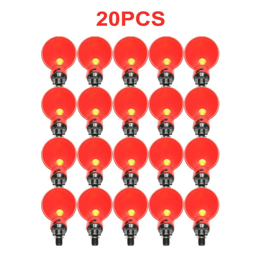 20x Poultry Chicken Automatic Drinker Cup Waterer Chook Bird Water Feeder Set-4