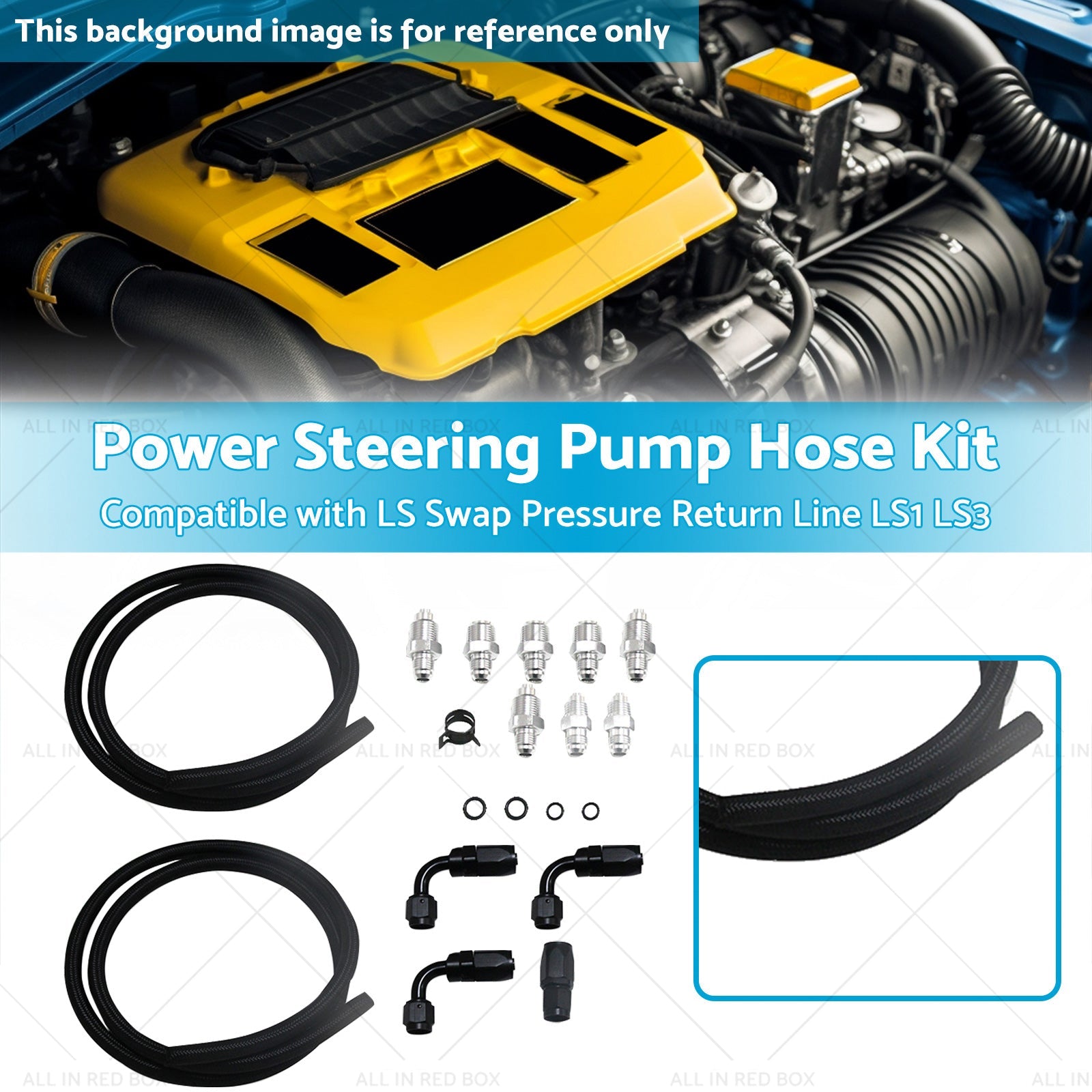 Power Steering Pump Hose Kit Suitable for LS LS1 LS3 Swap Pressure Return Line-2