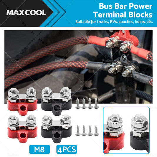 2x 5 or 16 inch  M8+M8 Bus Bar Terminal Blocks Negative Positive Distribution Stud-0