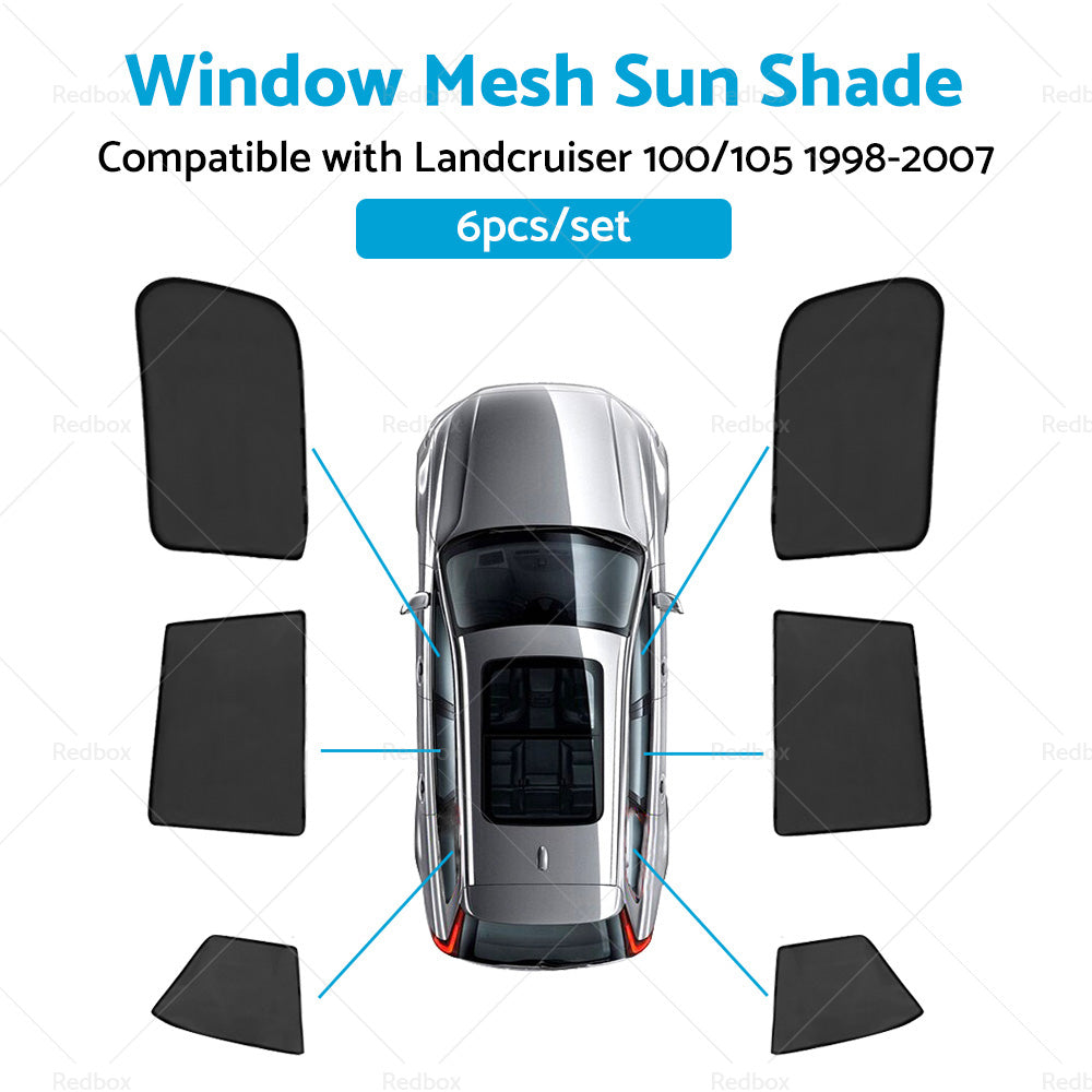 6x Foldable Window Mesh Sun Shade Suitable For Landcruiser 100 105 1998-2007-1