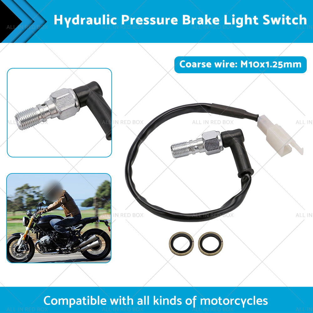 Universal Motorcycle Hydraulic Pressure Brake Light Switch M10x1. 25 Banjo Bolt-2