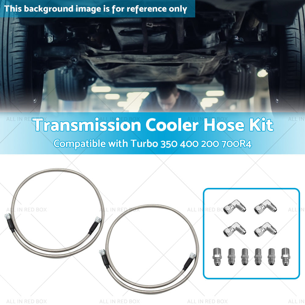 Stainless Steel Braided Transmission Cooler Hose Fitting Kit For 700R4 TH350 400-2