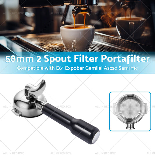 58MM 2 Spout Filter Portafilter Suitable For E61 Expobar Gemilai Coffee Machine-1