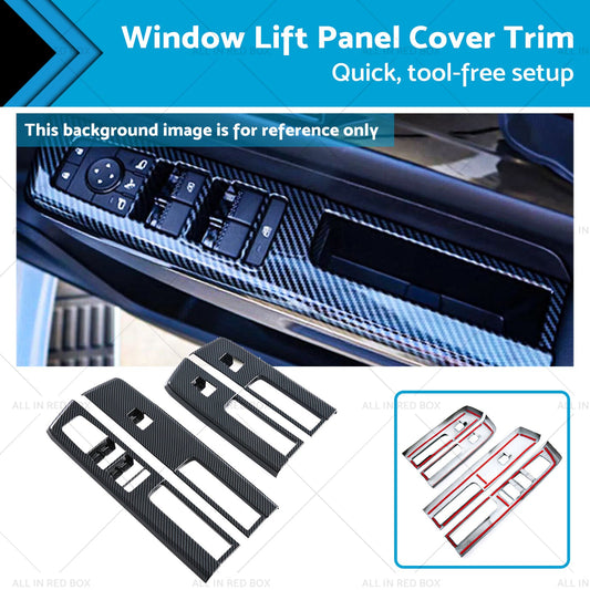 4x Window Lift Panel Cover Trim Suitable For Mitsubishi L200 Triton 23-25 Carbon-0