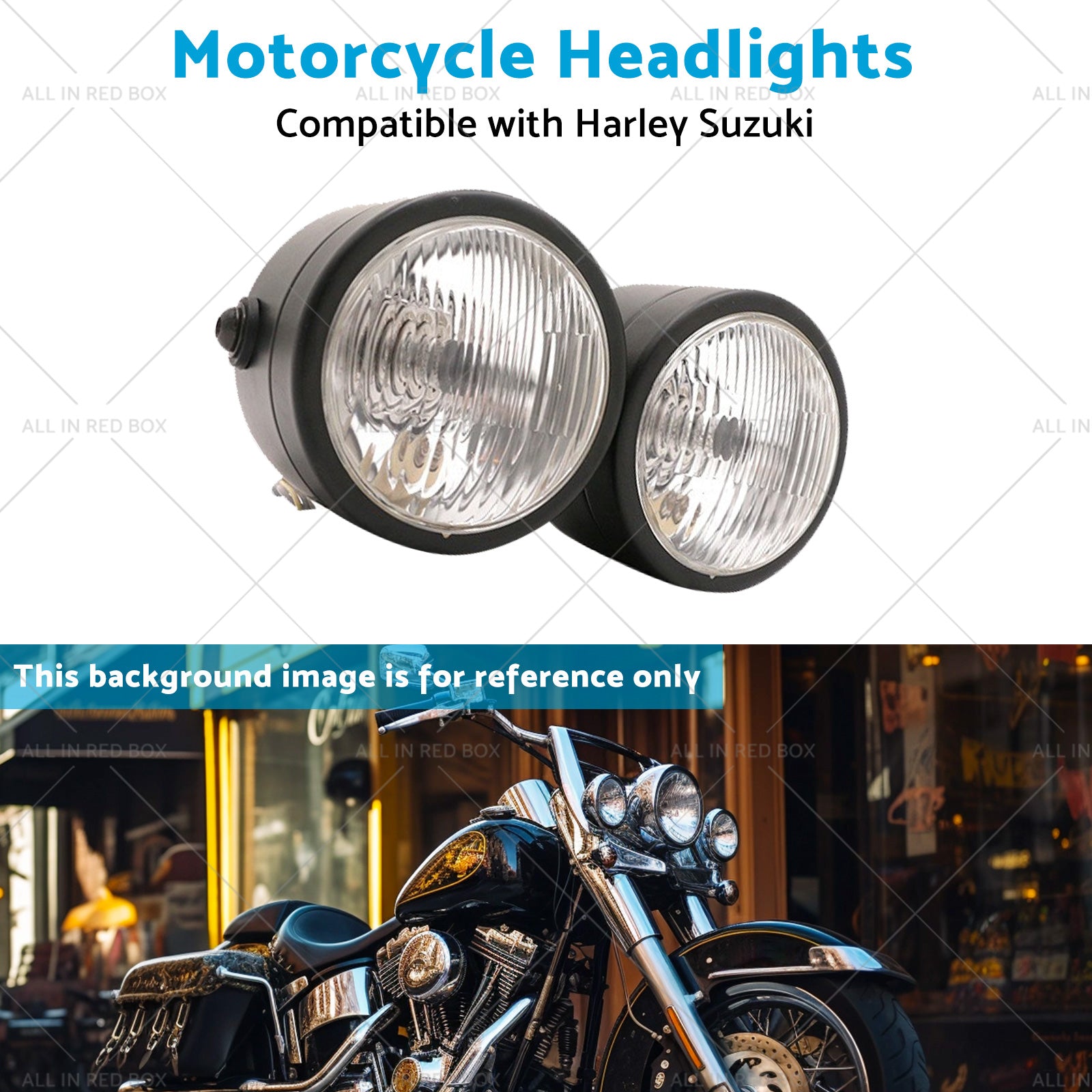 Twin Universal Black Headlight Motorcycle Double Dual Lamp Mount Street Fighter-4
