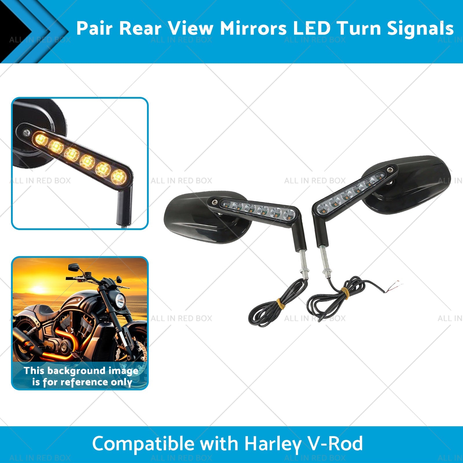 2x Rear View Mirrors LED Turn Signals Muscle Suitablefor Harley Davidson V-Rod-1