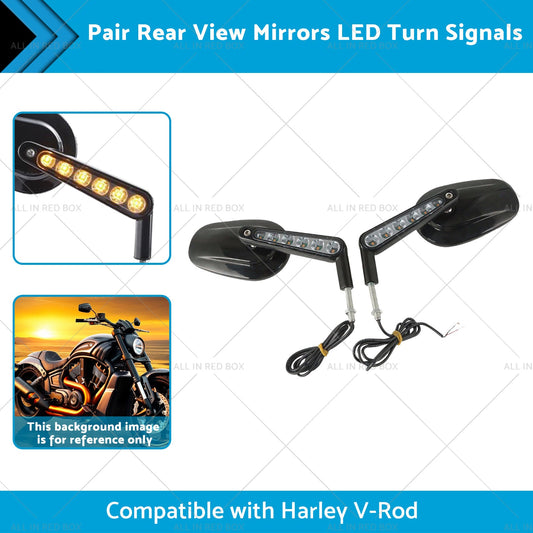 2x Rear View Mirrors LED Turn Signals Muscle Suitablefor Harley Davidson V-Rod-1