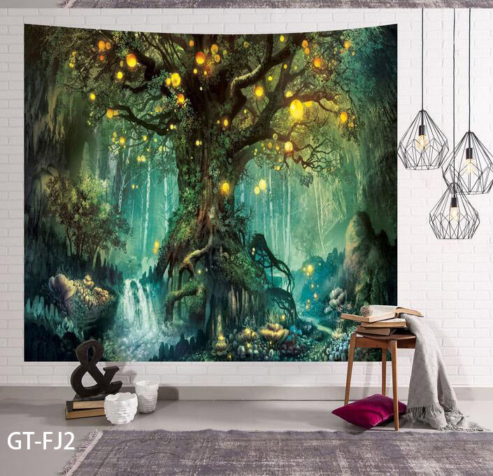 3D Forest Tree Tapestry Wall Hanging Bedspread Throw Blanket Mat Home DecorCloth-3