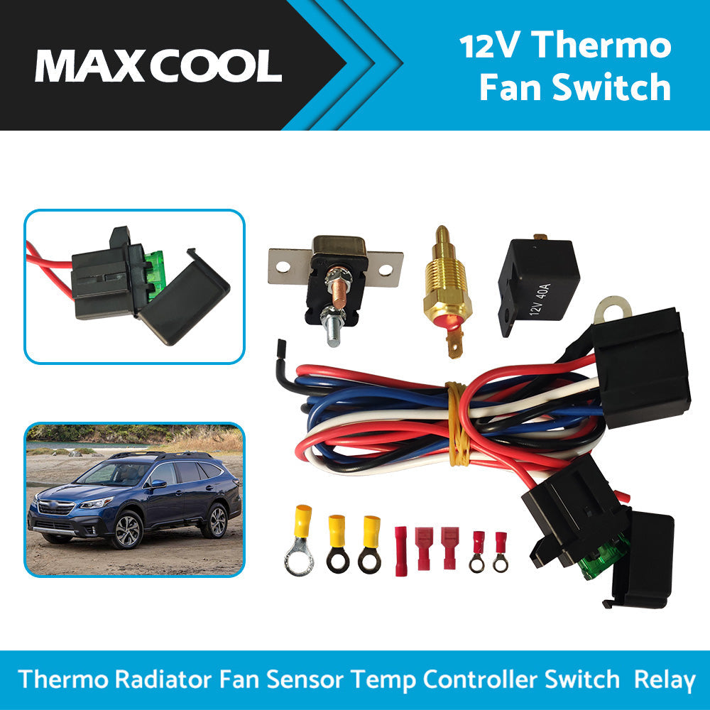 Thermo Radiator Fan Sensor Temp Controller Switch 12V DC Wiring Relay-0