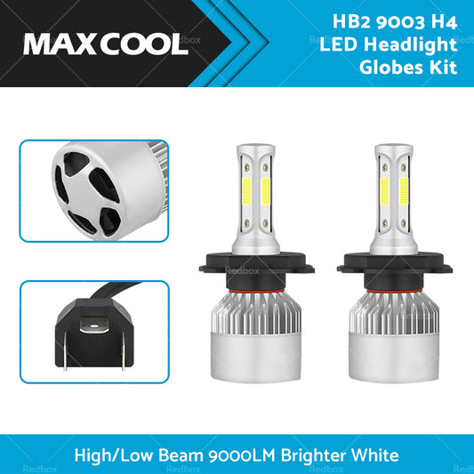 2x HB2 9003 H4 LED Headlight Globes Kit Hi or Low Beam 9000LM Brighter White-1