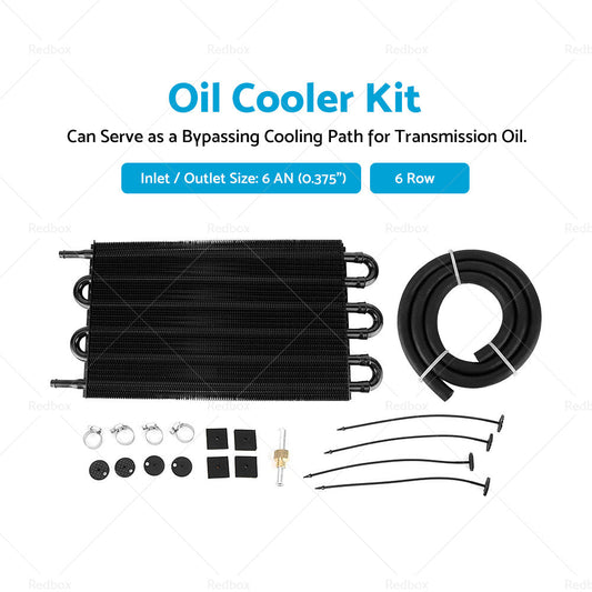 6 Row 6 AN Transmission Oil Cooler Auto Manual Radiator Converter Kit Universal-1