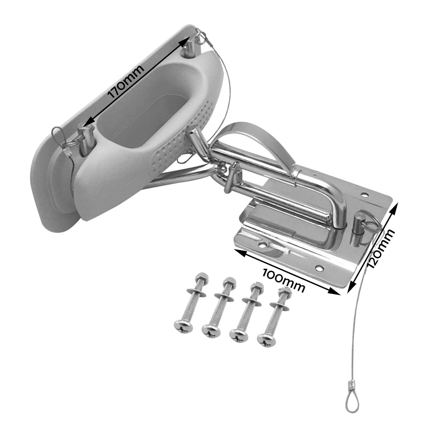 Boat Insta-Lock Snap Quick Davits Set Stainless Steel With Handle Pad-3