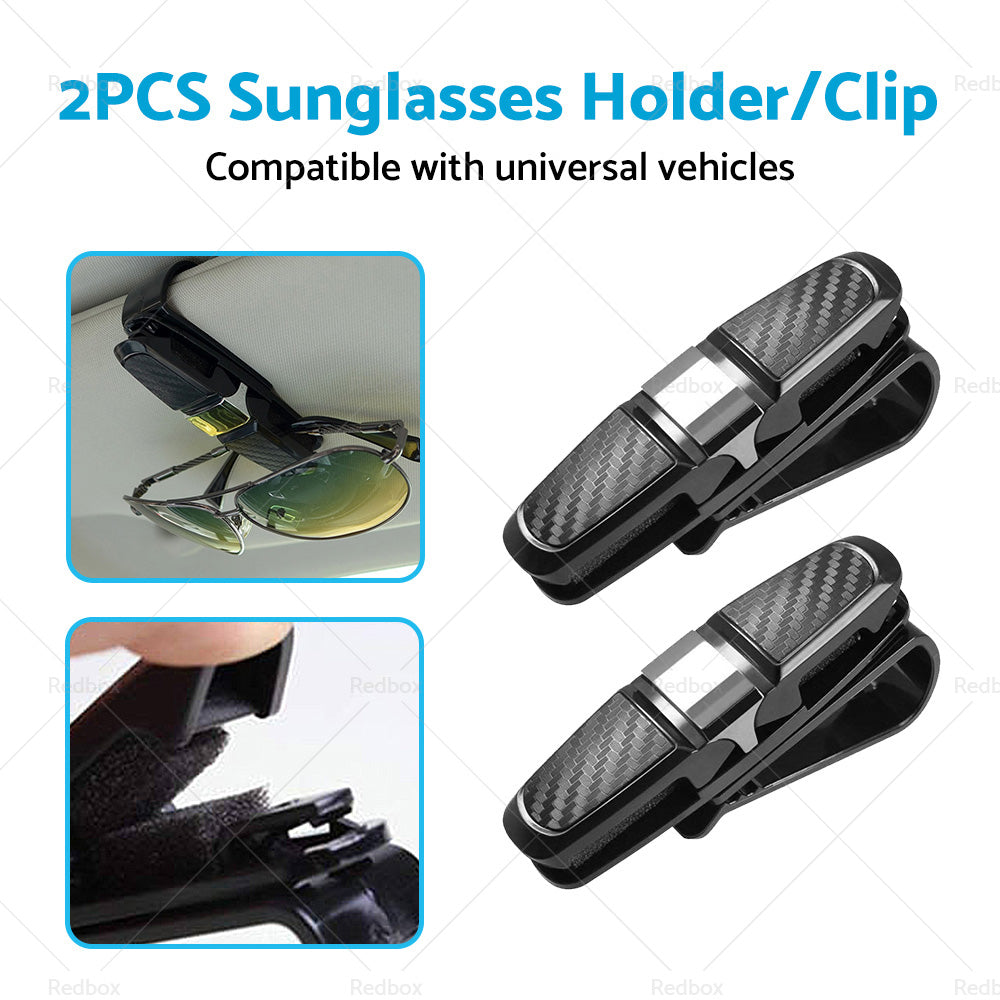 2pcs Car Glasses Holder Clip Case Sunglasses Eyeglasses Ticket Card Clip Holder-2