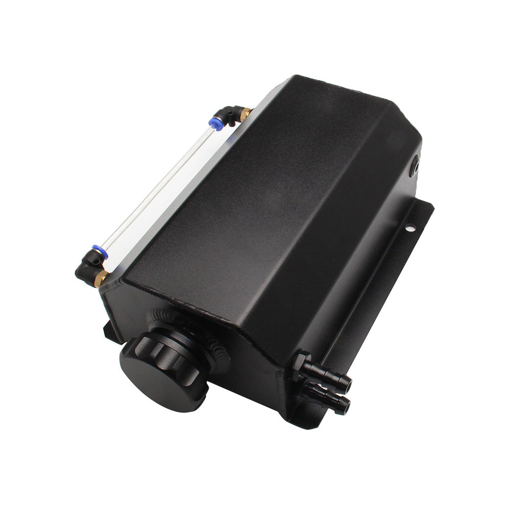 Universal 2L Coolant Radiator Overflow Recovery Tank Bottle Aluminum Black-3