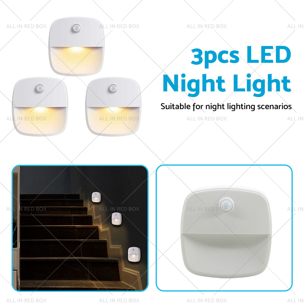 3 PCS Cordless Battery-Powered LED Night Light Motion Sensor Light-Warm White-3