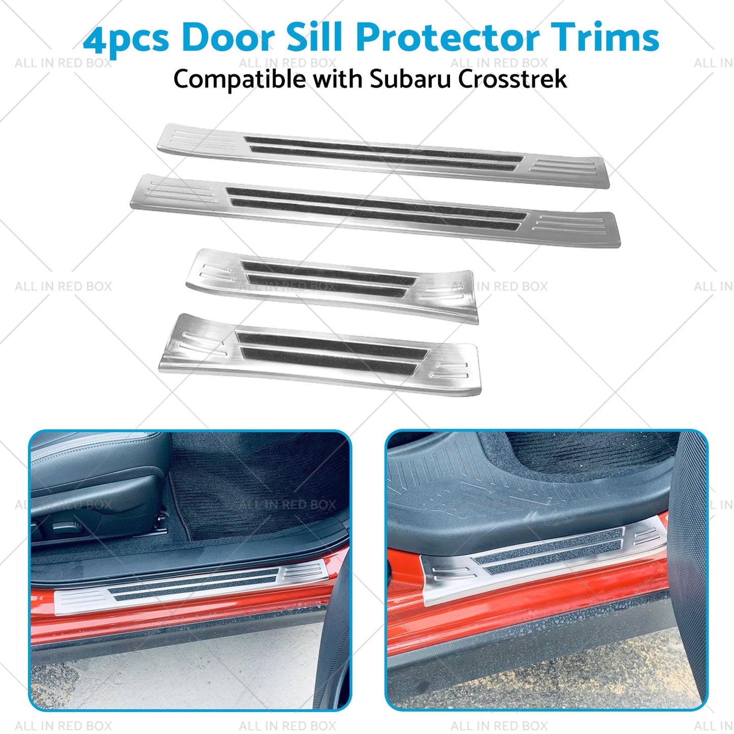 4x Suitable For Subaru Crosstrek 2023 Steel Door Sill Protector Trim Scuff Plate-4
