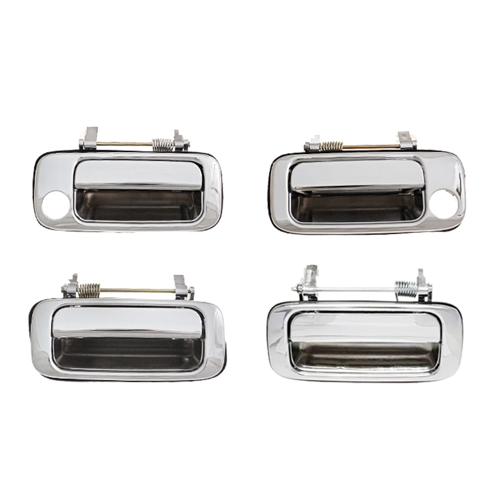 4X Chrome FRONT REAR OUTER Door Handle Suitable For Toyota Landcruiser 80 Series-0