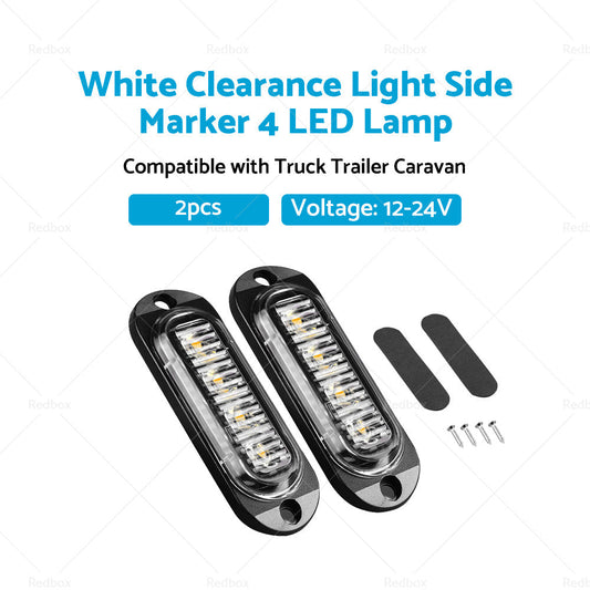 White Clearance Light Side Marker 4 LED Suitable For Truck Trailer Caravan Lamp-1