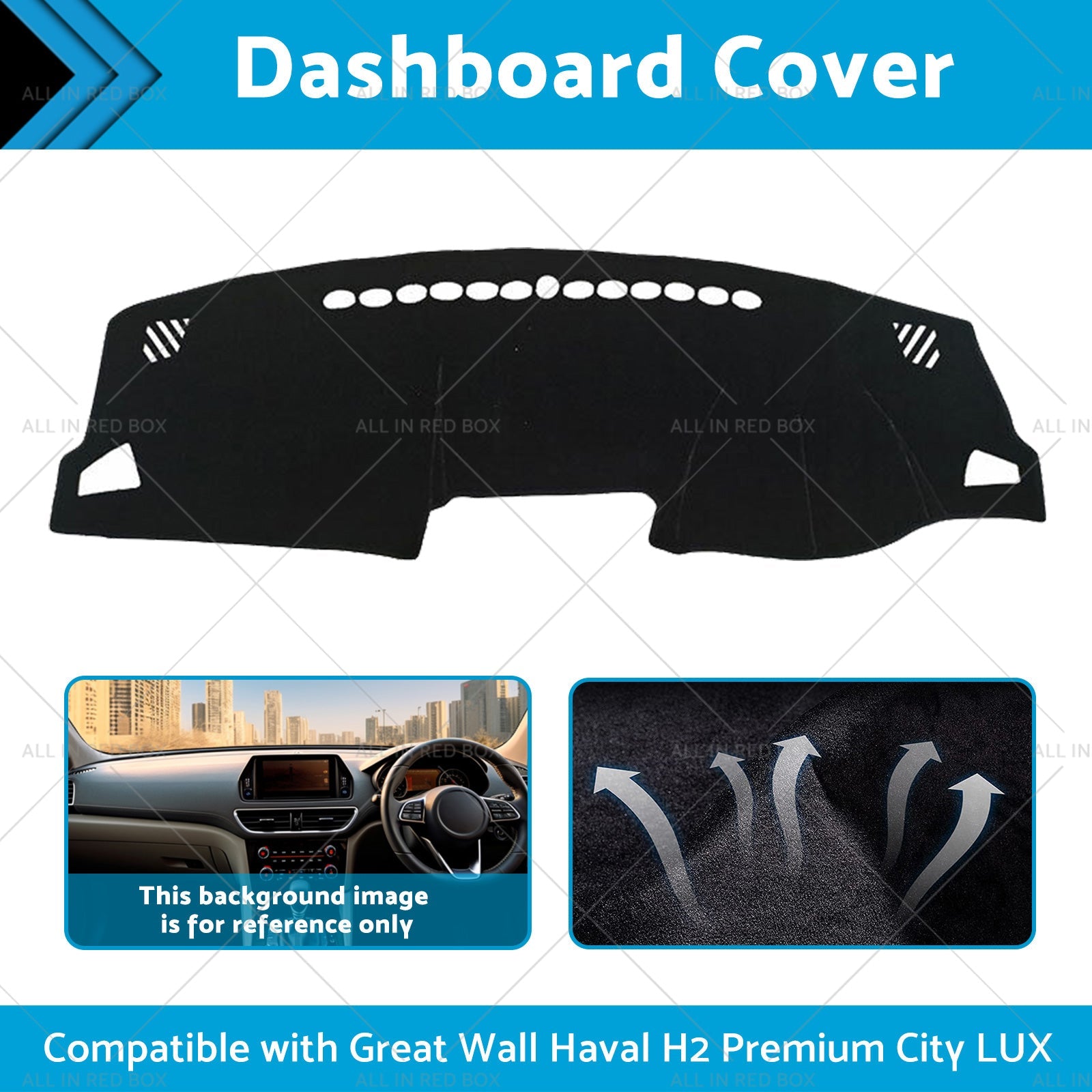 Black Non-Slip Dash Mat Suitable For Haval H2 Premium City LUX 2015-2020 2WD-1