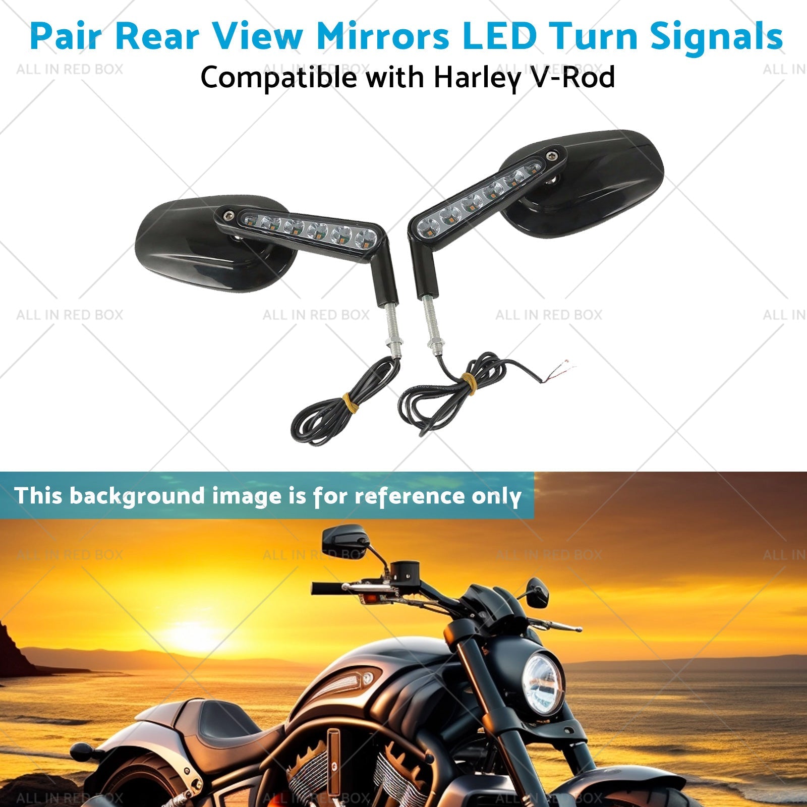2x Rear View Mirrors LED Turn Signals Muscle Suitablefor Harley Davidson V-Rod-4