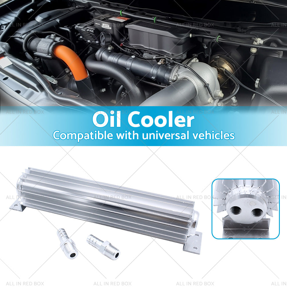 Universal 12'' Aluminum Dual Pass Finned Transmission Oil Cooler W Fittings SL-2