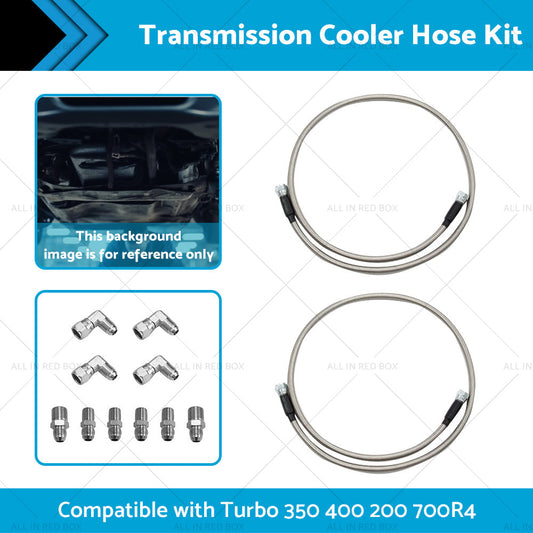 Stainless Steel Braided Transmission Cooler Hose Fitting Kit For 700R4 TH350 400-1