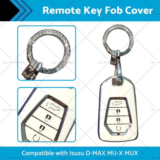 TPU Car Remote Key Fob Cover Suitable for Isuzu D-MAX MU-X MUX 4 Button White-1