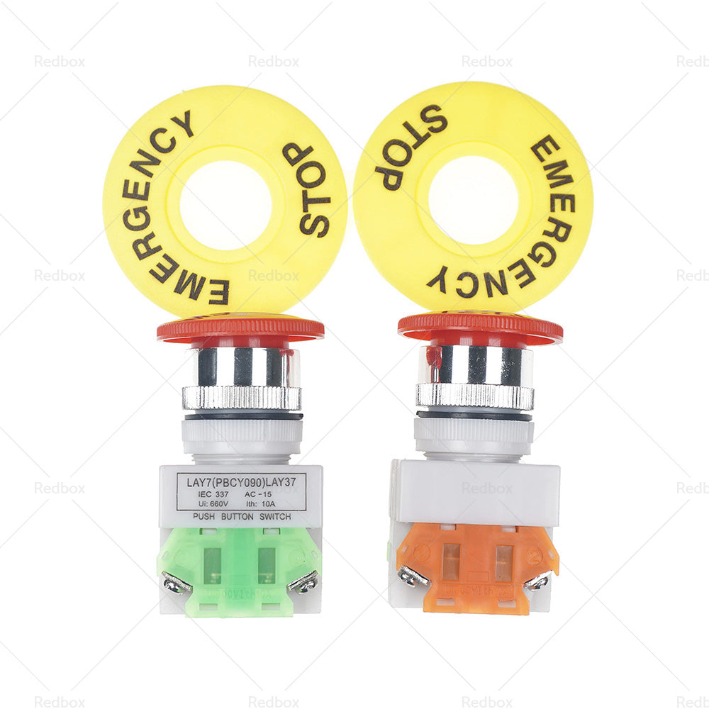 2Pcs Emergency Stop Button Shut Off Push Button Switch Red Mushroom-4