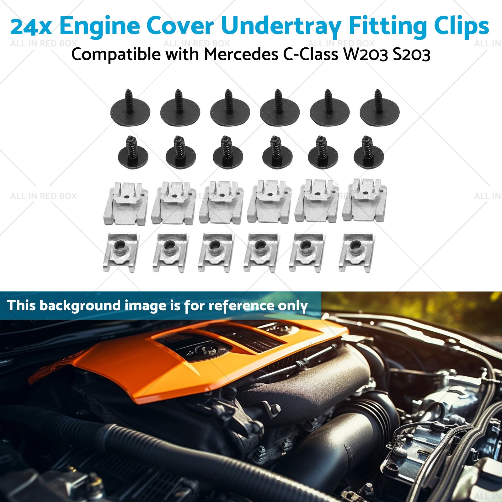 24x Engine Cover Undertray Fitting Clips Suitable for Mercedes C-Class W203 S203-4