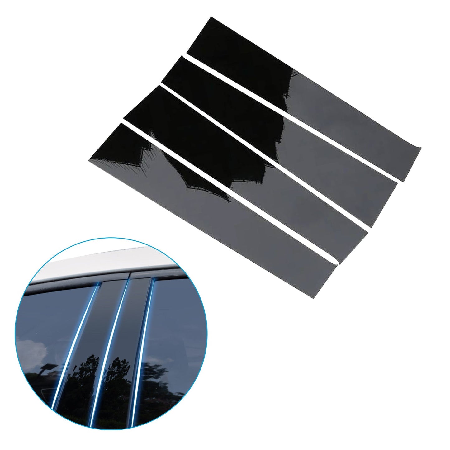 4x Black Pillar Post Cover Trims Suitable For Dodge Ram 1500 Crew Cab / Quad Cab 2009-2018-3