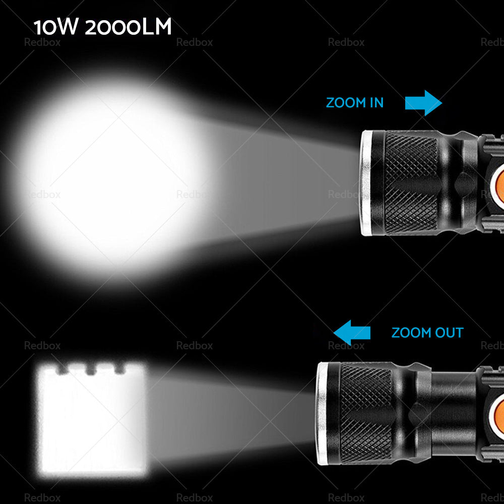 1pcs Black USB Rechargeable LED Flashlight Waterproof Torch Outdoor-4