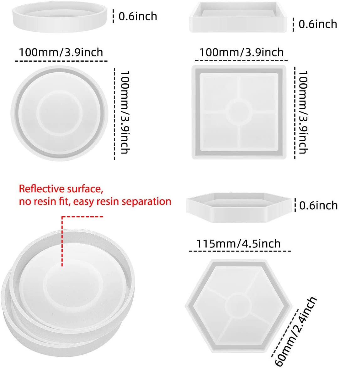 6 Pcs Coaster Resin Silicone Mold Casting Jewelry Agate Making Mould Tool Craft-0