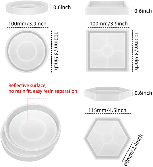 6 Pcs Coaster Resin Silicone Mold Casting Jewelry Agate Making Mould Tool Craft-0
