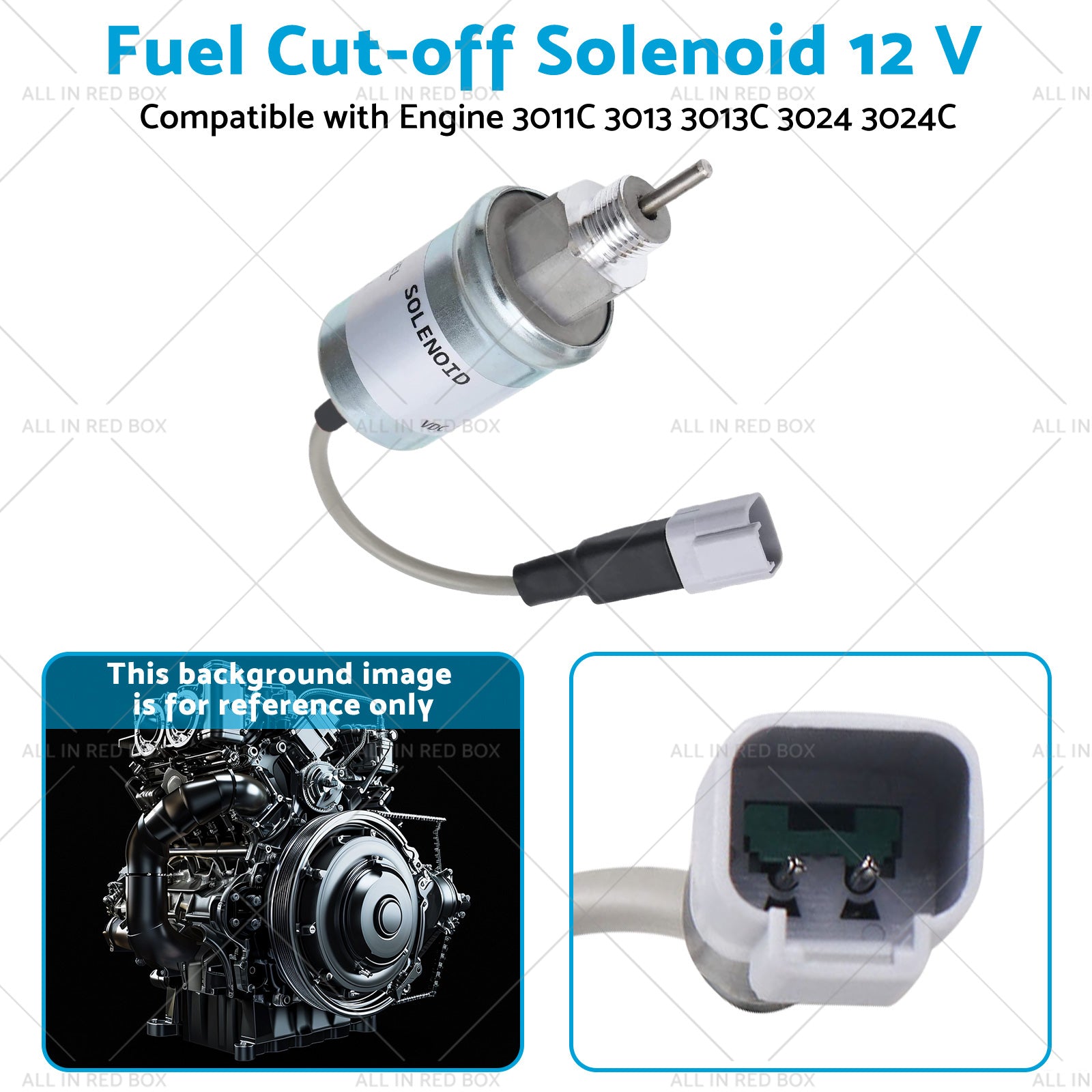 Fuel Cut-off Solenoid 12 V Suitable for Engine 3024 3024C 3011C 3013 3013C-3