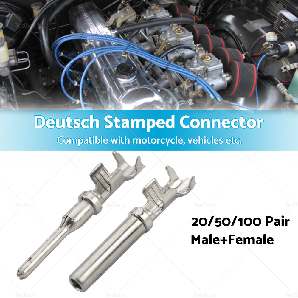 20 or 50 or 100 Pair Deutsch Solid Terminal No. 16 Stamped Contact Pins Male Female-2