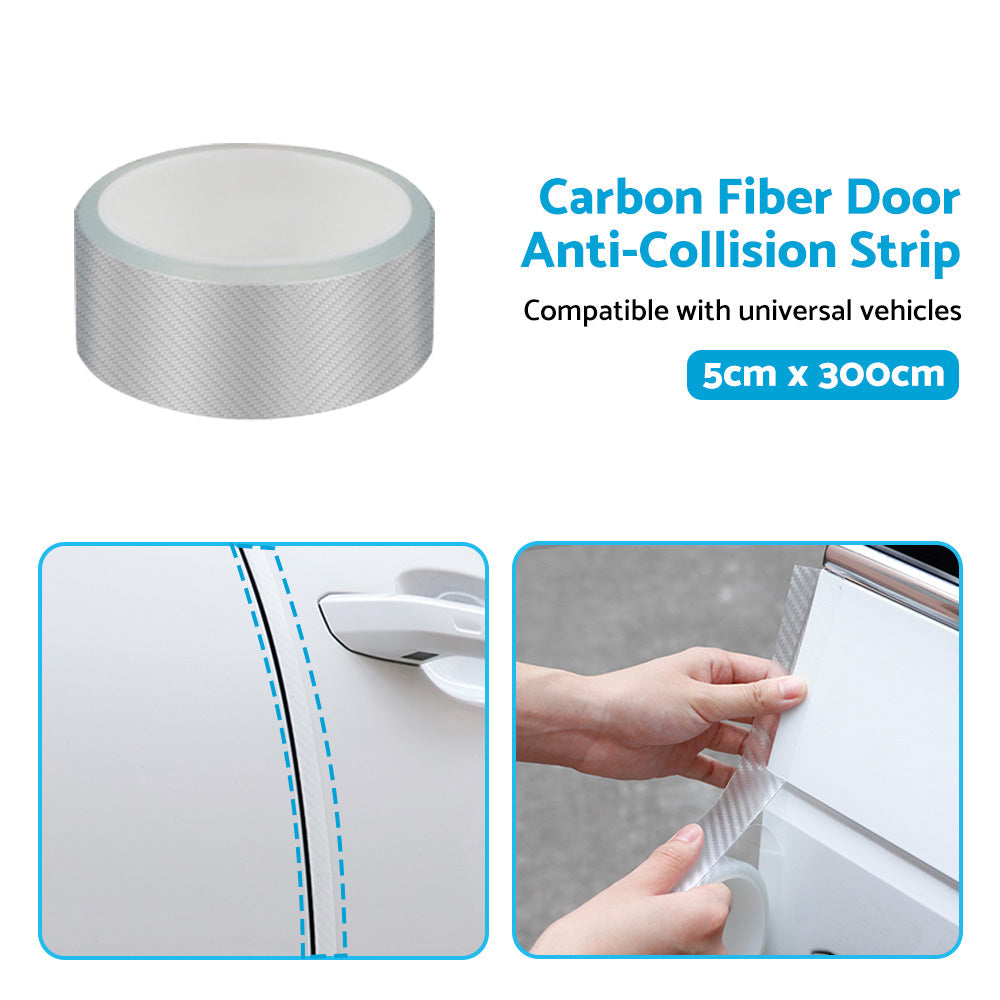 3m Car Door Sill Protector Carbon Fiber Edge Sticker Rubber Bumper Guard Strip Suitable For Universal Vehicles-2