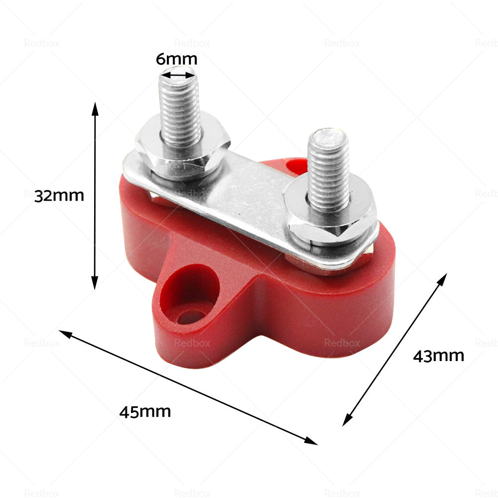 M6 Bus Bar Terminal Block Heavy Duty Red Dual Power Distribution Stud-3